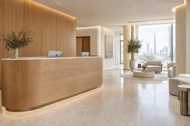 Reception of a modern clinic