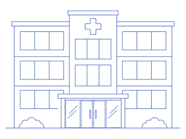Line illustration of a medical centre